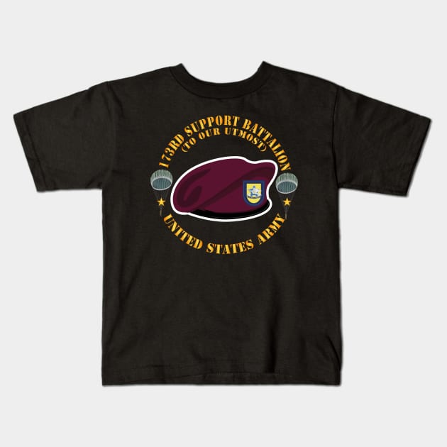 Maroon Beret - FLash - DUI - 173rd Support Battalion - To Our Utmost - US Army X 300 Kids T-Shirt by twix123844